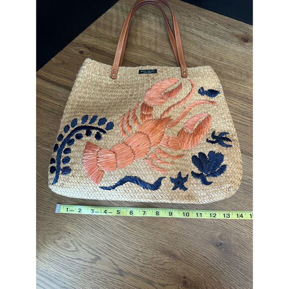 Kate Spade Novelty Reyna Cape Cod Straw Lobster Woven Tote - Picture 7 of 9
